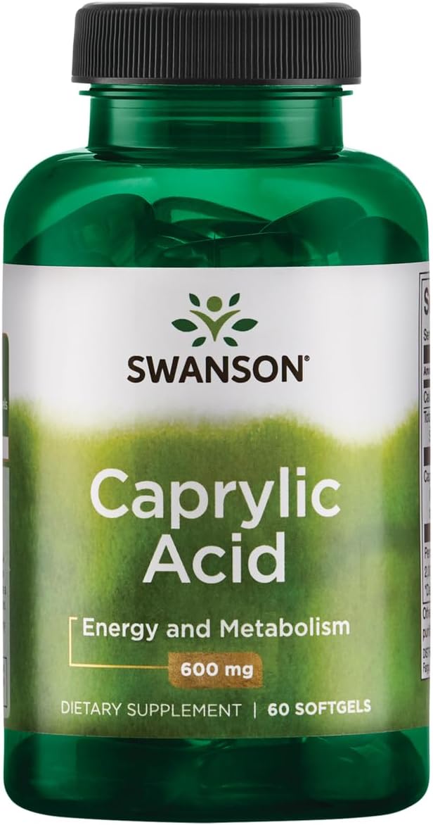 Swanson Caprylic Acid supplement bottle on a white background