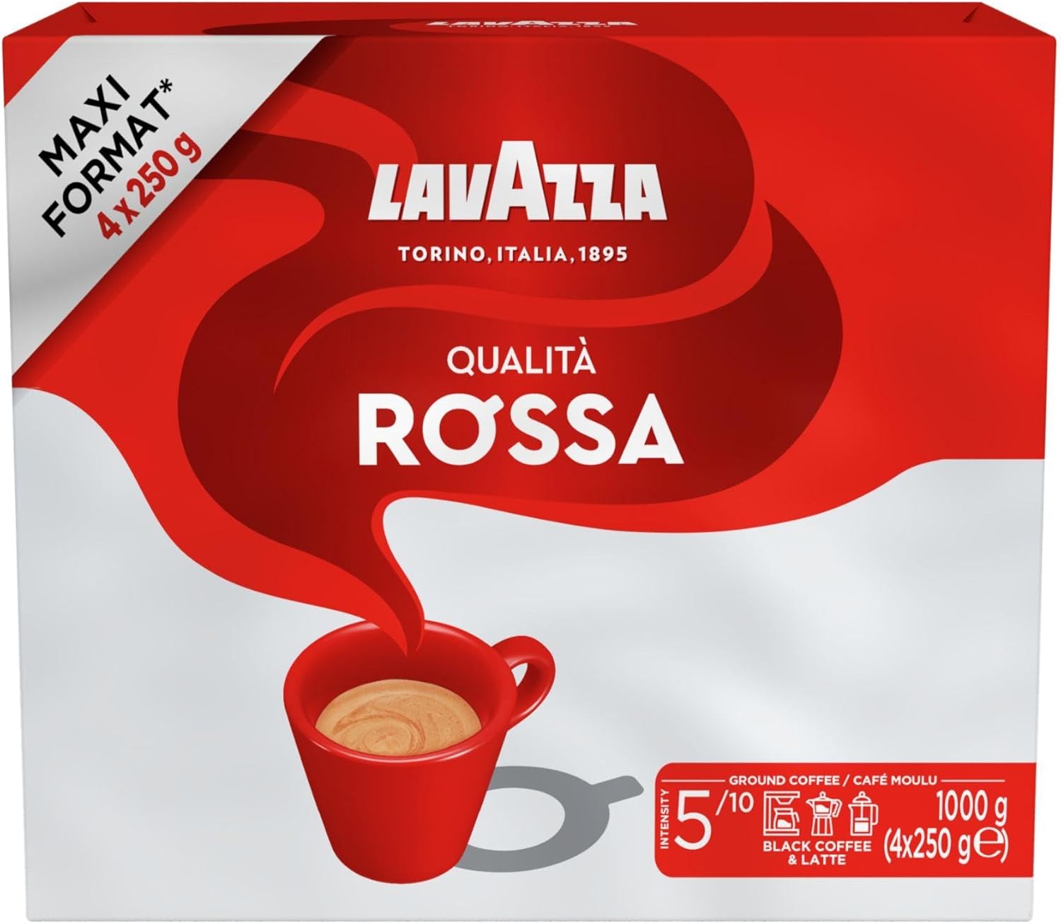 Lavazza Qualità Rossa ground coffee packs 4 x 250g