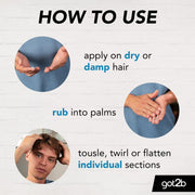 got2b Beach Matt Paste Hold 3 hair styling paste tub 100ml usage instructions and styling guide