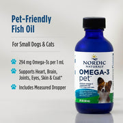 Nordic Naturals Omega-3 Pet Liquid fish oil bottle 60ml for dogs and cats.