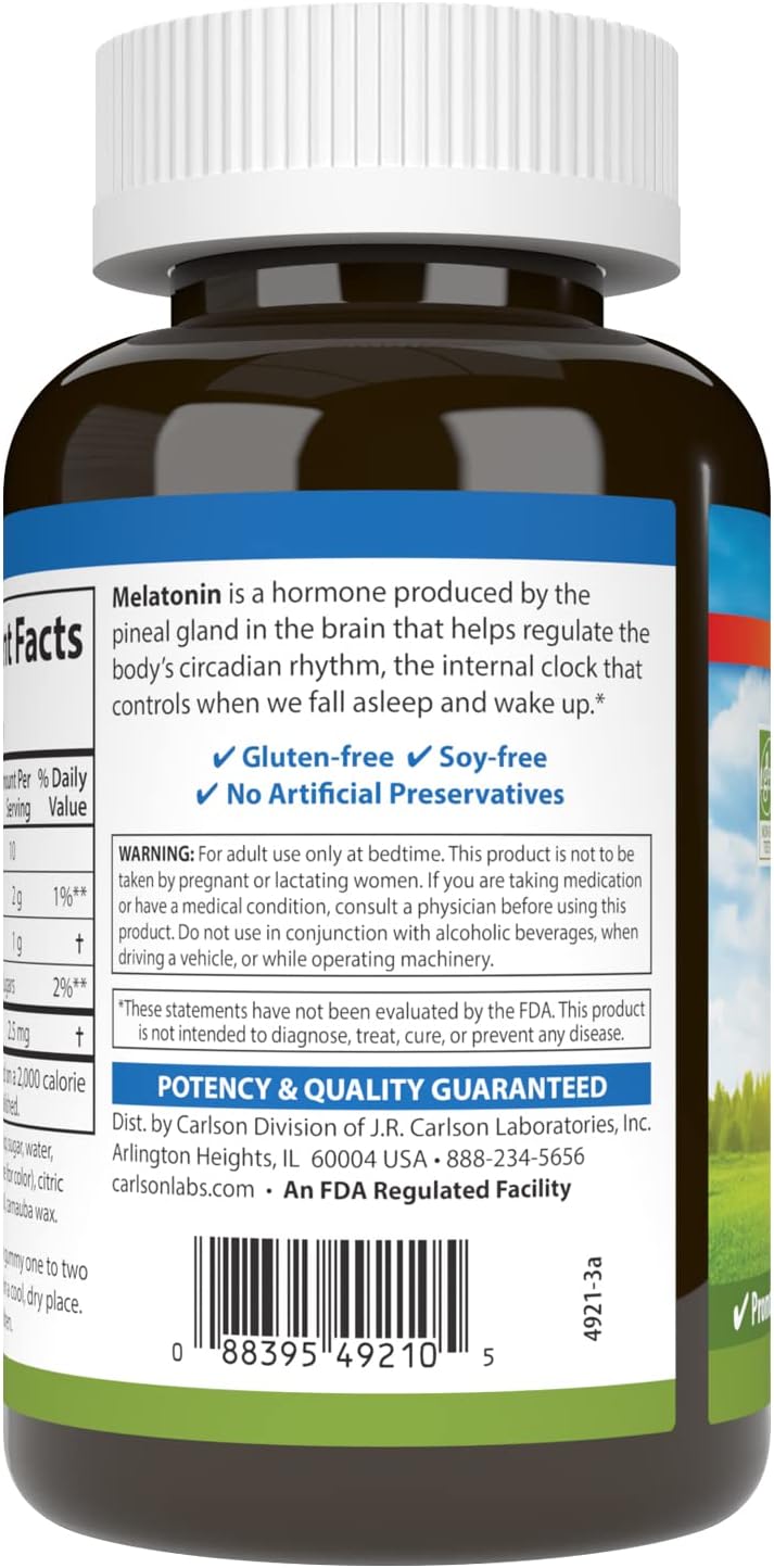 Barcode image: Carlson Melatonin gummies strawberry flavour barcode 100 bottle