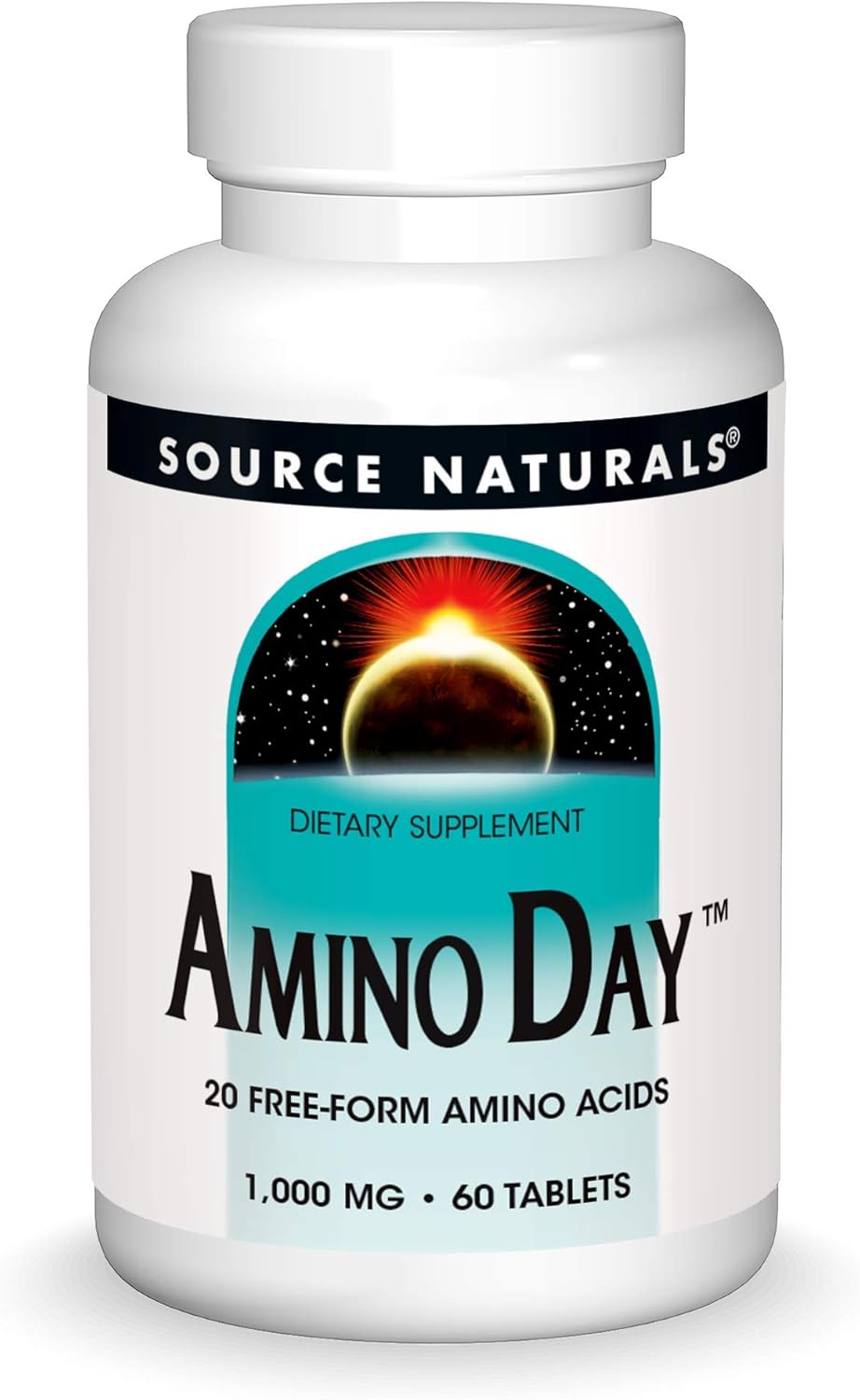 Front image: Source Naturals Amino Day 1000mg free form amino acids tablets bottle 60 count