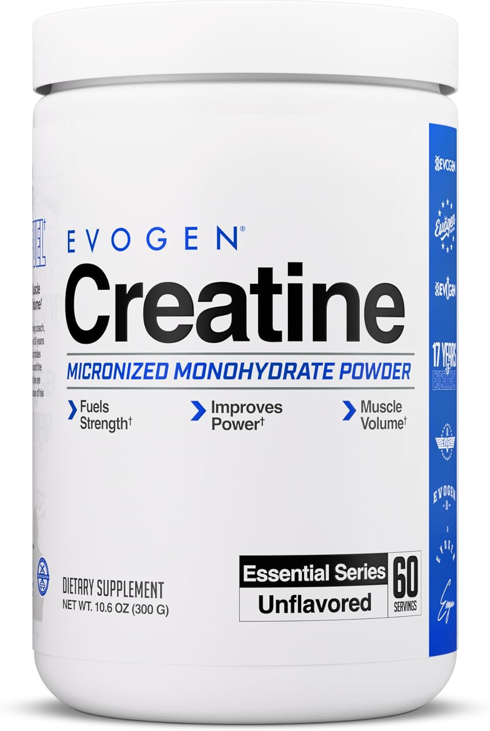 Evogen Creatine Monohydrate Powder 300g unflavoured tub supplement