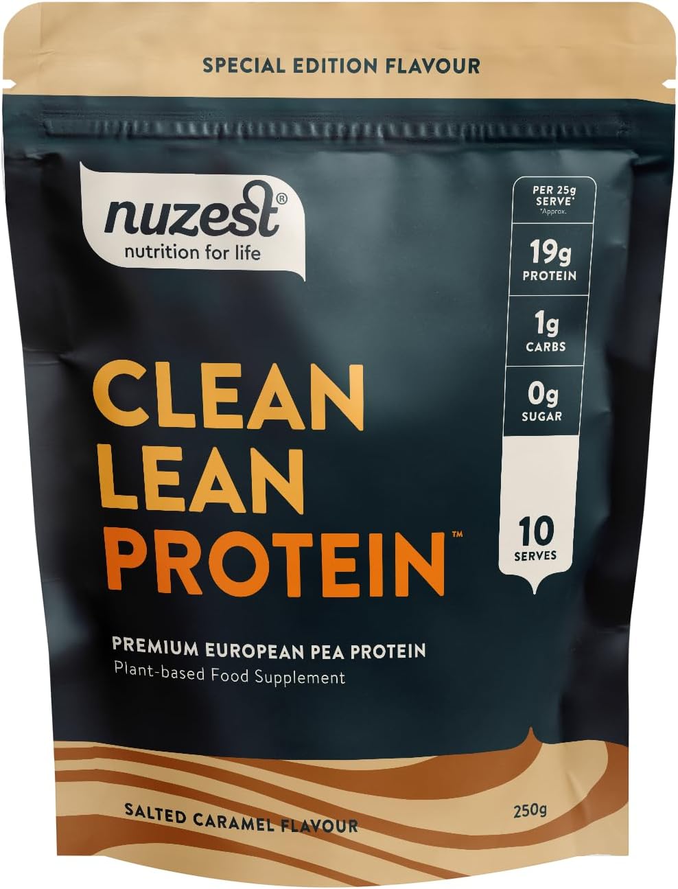 Nuzest Clean Lean Protein Powder, Salted Caramel flavour, 250g.