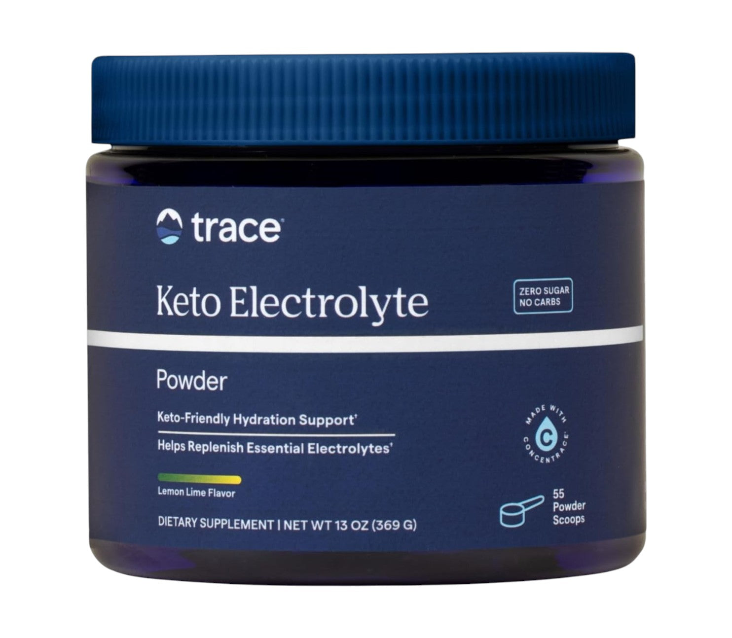 Front Image: Trace Minerals Keto Electrolyte Powder lemon lime tub 369g