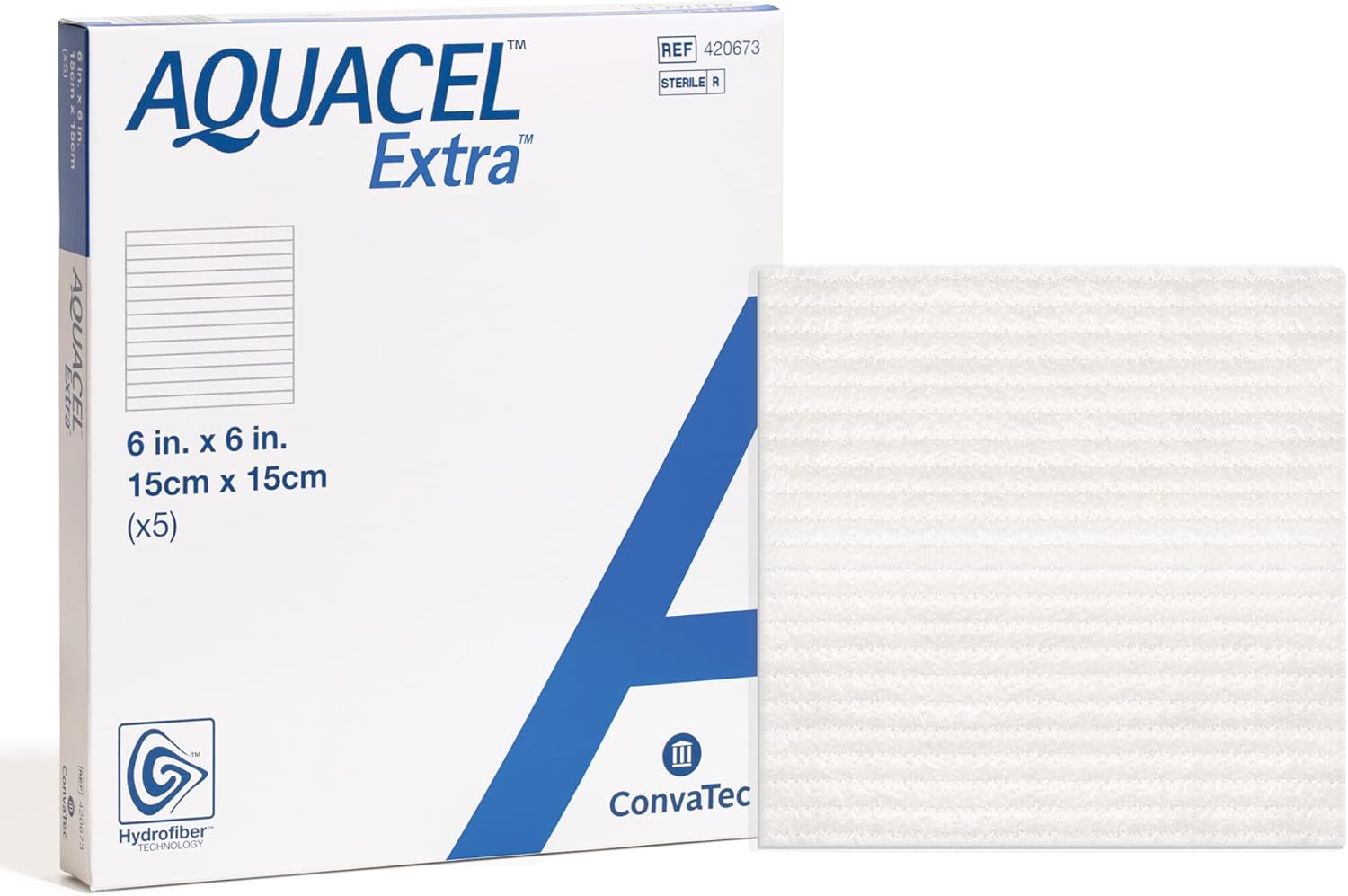 Aquacel Extra 15cm x 15cm Hydrofiber Dressing for Exuding Wounds - 5 Count