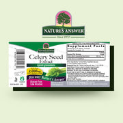Natures Answer Celery Seed Extract supplement label on a light green background