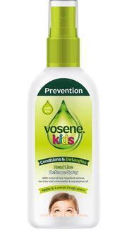 Vosene Kids Head Lice Defence Spray, spray bottle packaging, Apple & Lemon fragrance, 150ml