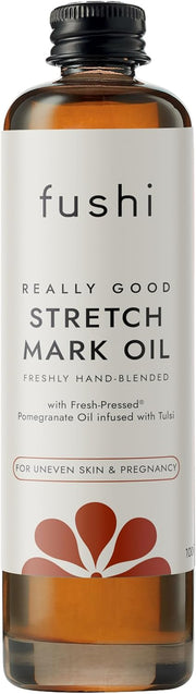 Fushi Stretch Mark Oil bottle with label on a white background