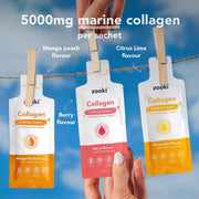 Zooki Marine Collagen 5000mg Mango Peach liquid sachets 30 x 15ml ready-to-drink daily supplement