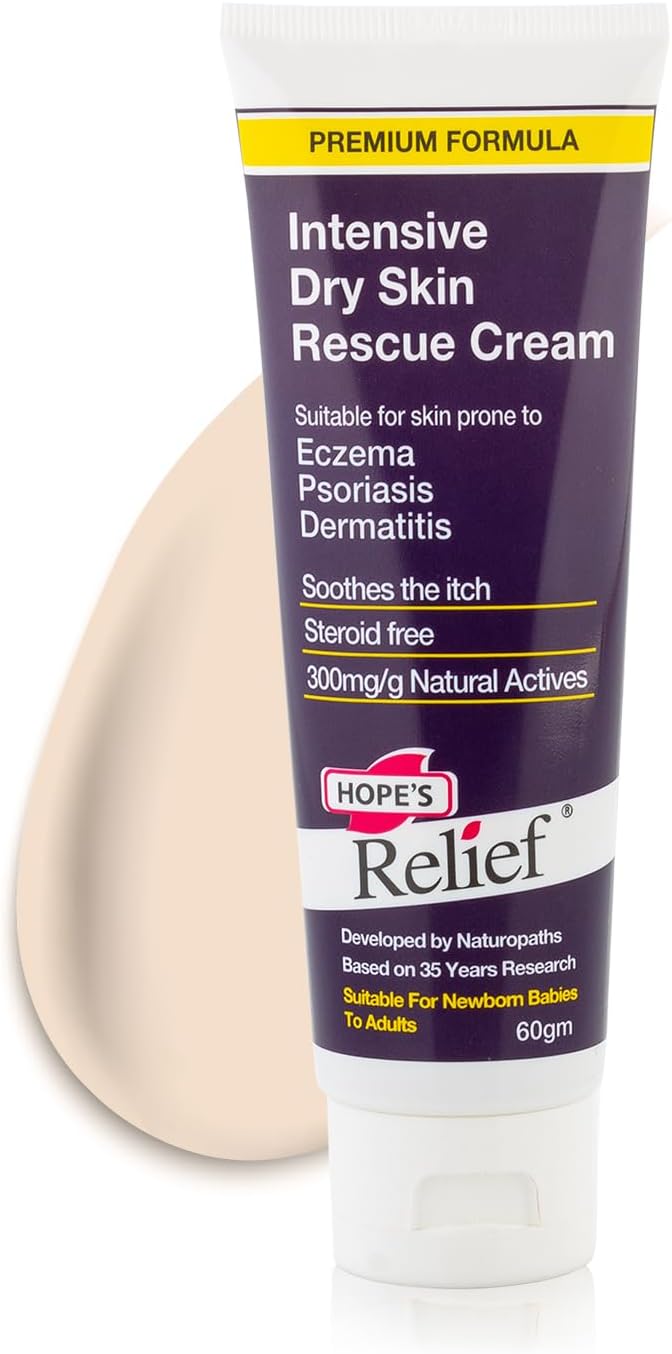 Tube of Hope's Relief Intensive Dry Skin Rescue Cream on a white background