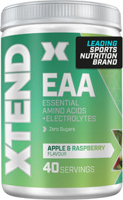 Front image: XTEND EAA Amino Acids Powder Apple & Raspberry tub powder 304g 40 servings