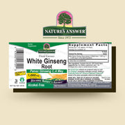 Natures Answer White Ginseng Root supplement label on a beige background