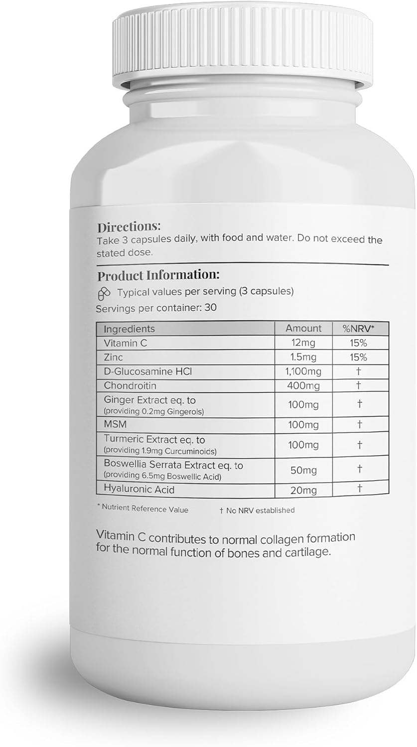Supplement facts and ingredients list for Glucosamine Complex.