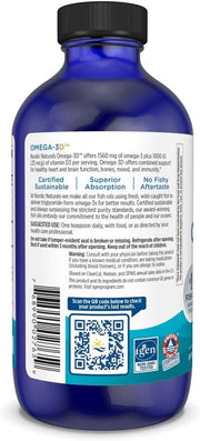 Barcode and product details for Nordic Naturals Omega-3D liquid.