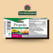 Nature's Answer Propolis supplement label on a beige background