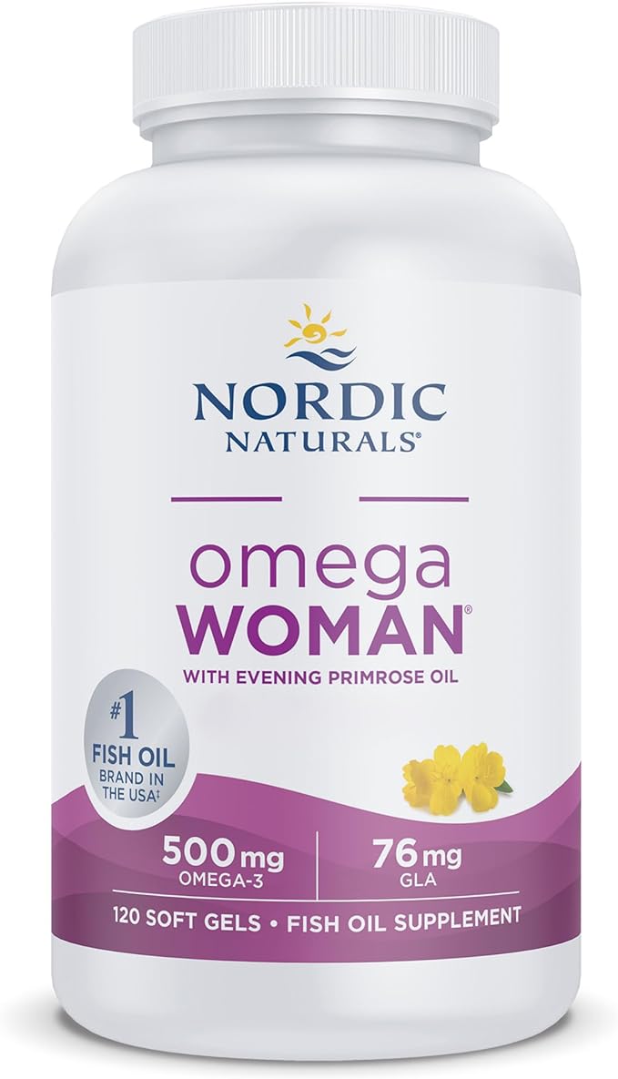 Nordic Naturals, Omega Woman, 500mg Omega-3, with Evening Primrose Oil, Highly Dosed, Lemon Flavour, 120 Softgels