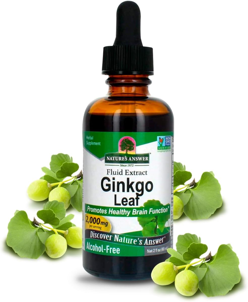 Nature's Answer Alcohol-Free Ginkgo Leaf Extract 30ml liquid herbal supplement front label
