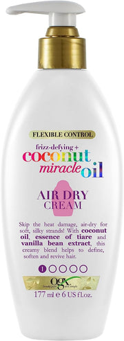 OGX Frizz Defying + Coconut Miracle Oil Air Dry Cream bottle, 177ml.
