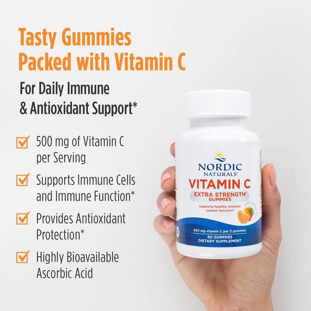 Nordic Naturals Extra Strength Vitamin C 500mg, Tangerine - 60 Gummies