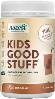 Nuzest Kids Good Stuff Rich Chocolate Smoothie Mix tub, 225g.