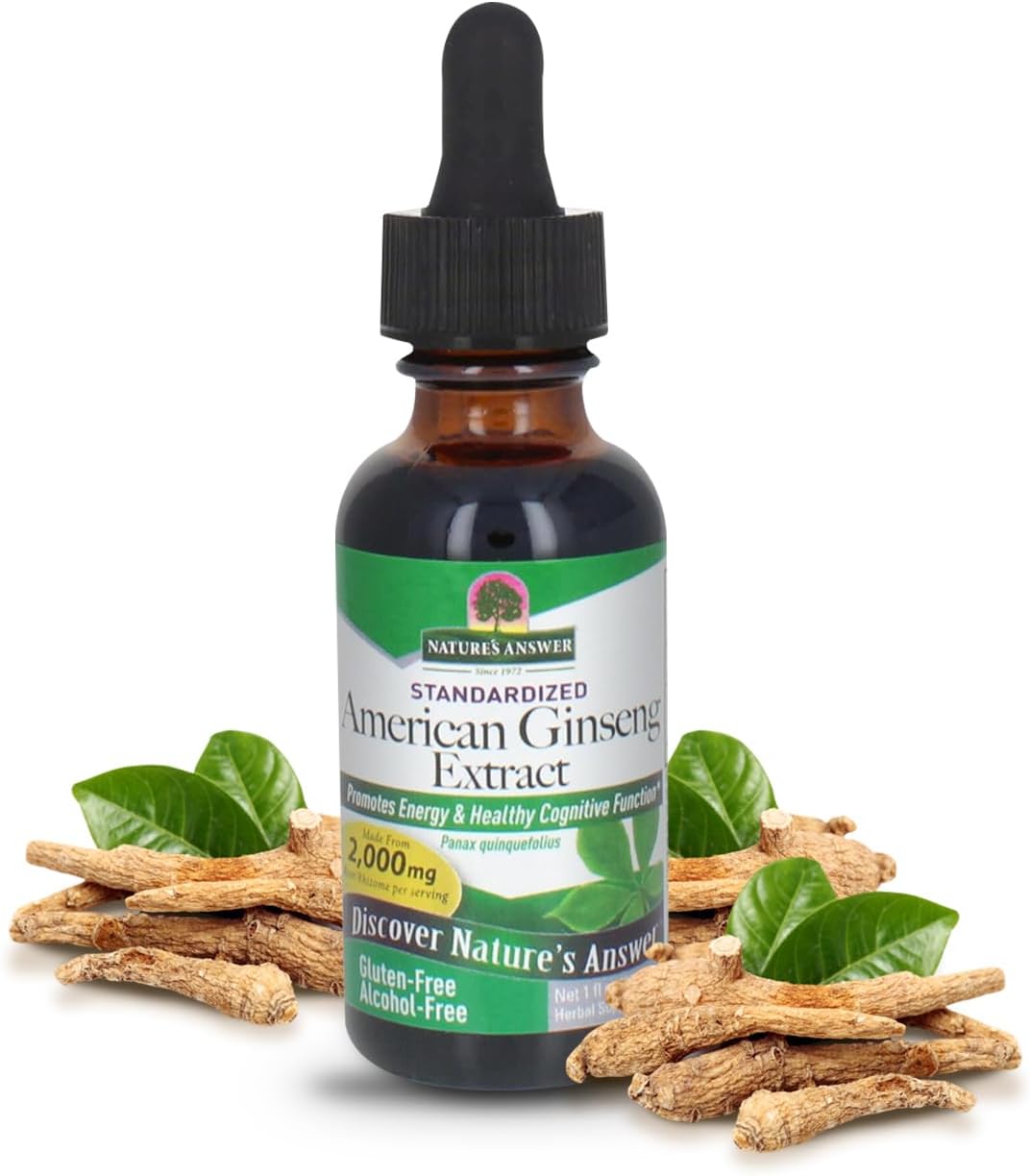 Nature’s Answer American Ginseng alcohol free liquid extract 2000mg 30ml bottle front view on a white background