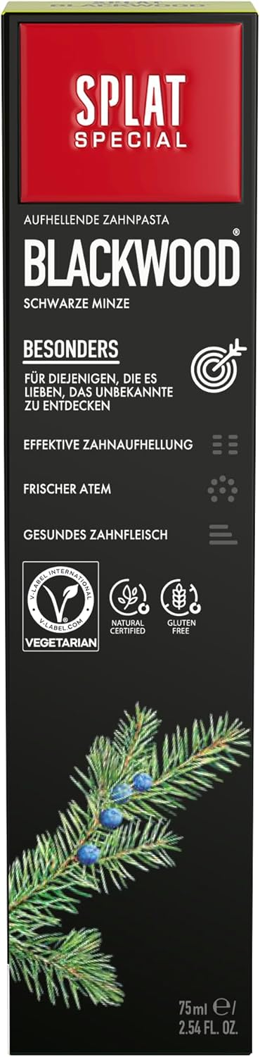  Black tube of SPLAT Special Blackwood Toothpaste, 75ml.