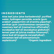 Essential Oxygen Organic Brushing Rinse showing ingredients and directions.