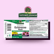 Nature's Answer Echinacea Root supplement label on a pink background