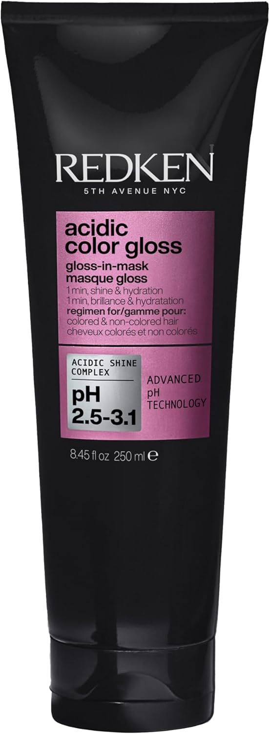 Redken Acidic Color Gloss 1-Minute Mask tube, 250ml, on white background.