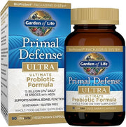 Garden of Life Primal Defense Ultra probiotic bottle & box 90 vegan capsules.