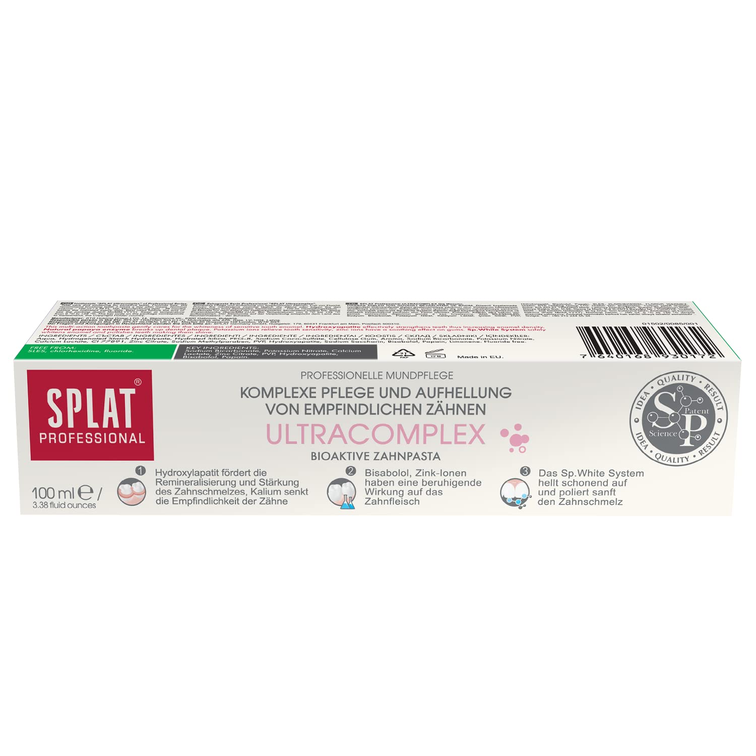 White and pink box of SPLAT Professional Ultracomplex Toothpaste, 100ml