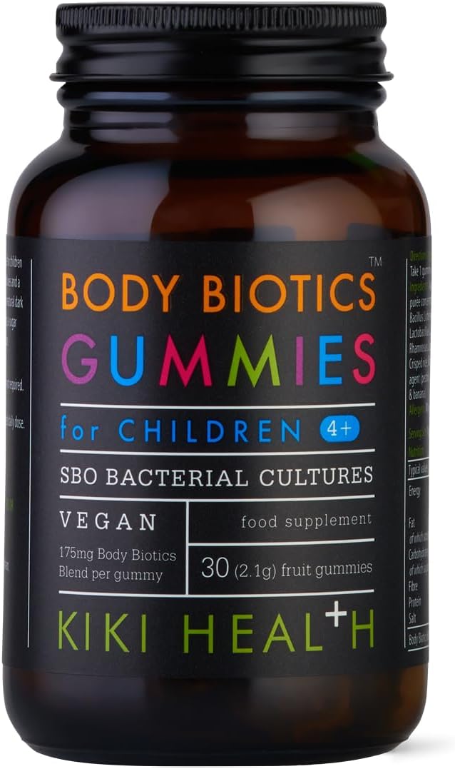 Front image: KIKI Health Body Biotics gummies for children probiotic gummies bottle 30 count