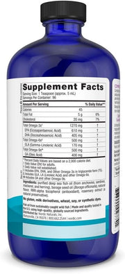 Supplement facts label for complete omega fatty acid liquid blend