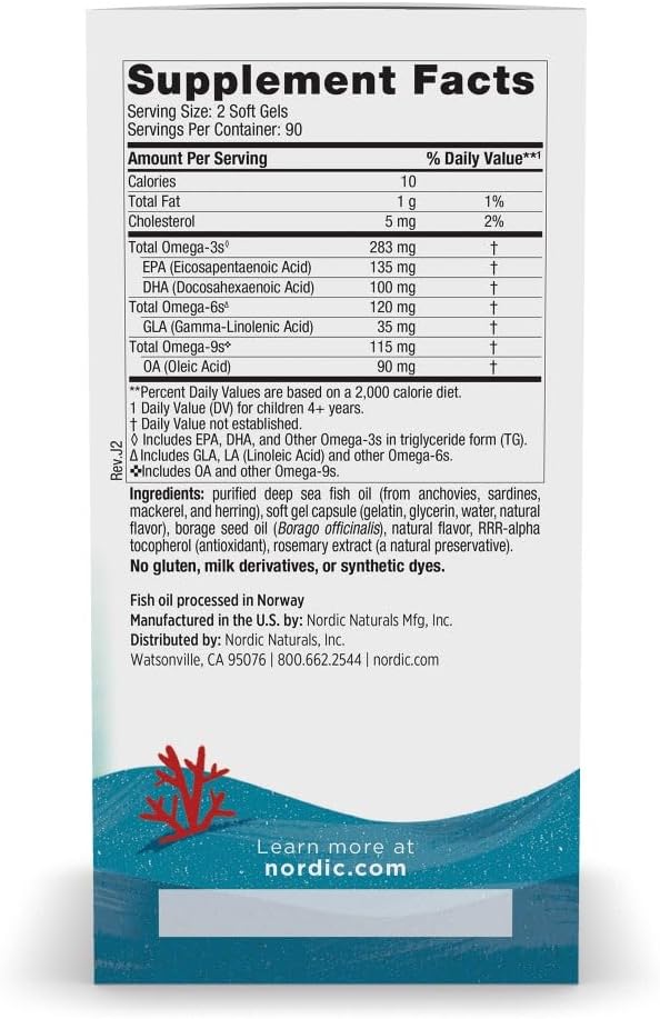 Supplement facts and ingredients label for Complete Omega Jr.
