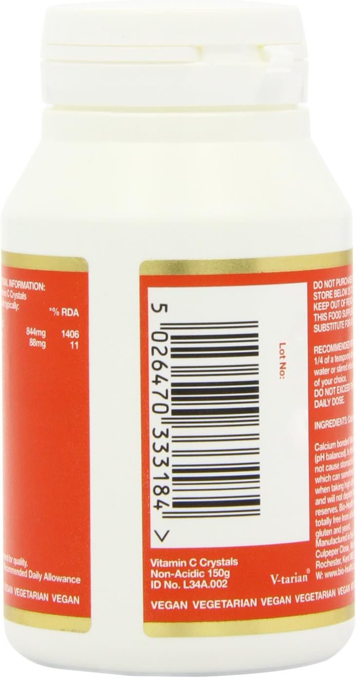 Bio-Health Vitamin C crystals tub barcode calcium ascorbate 150g