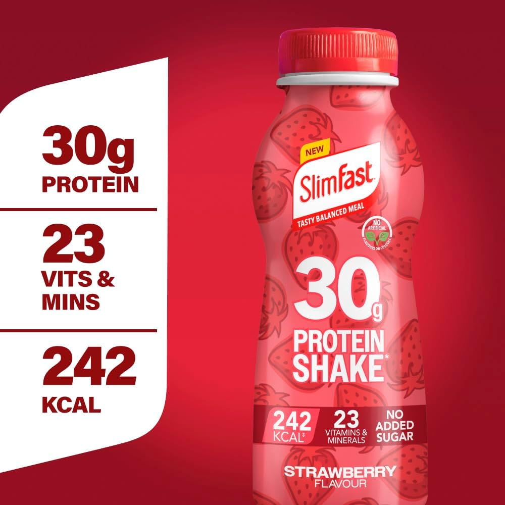 SlimFast High Protein Ready To Drink Strawberry Shake – 6 x 325ml