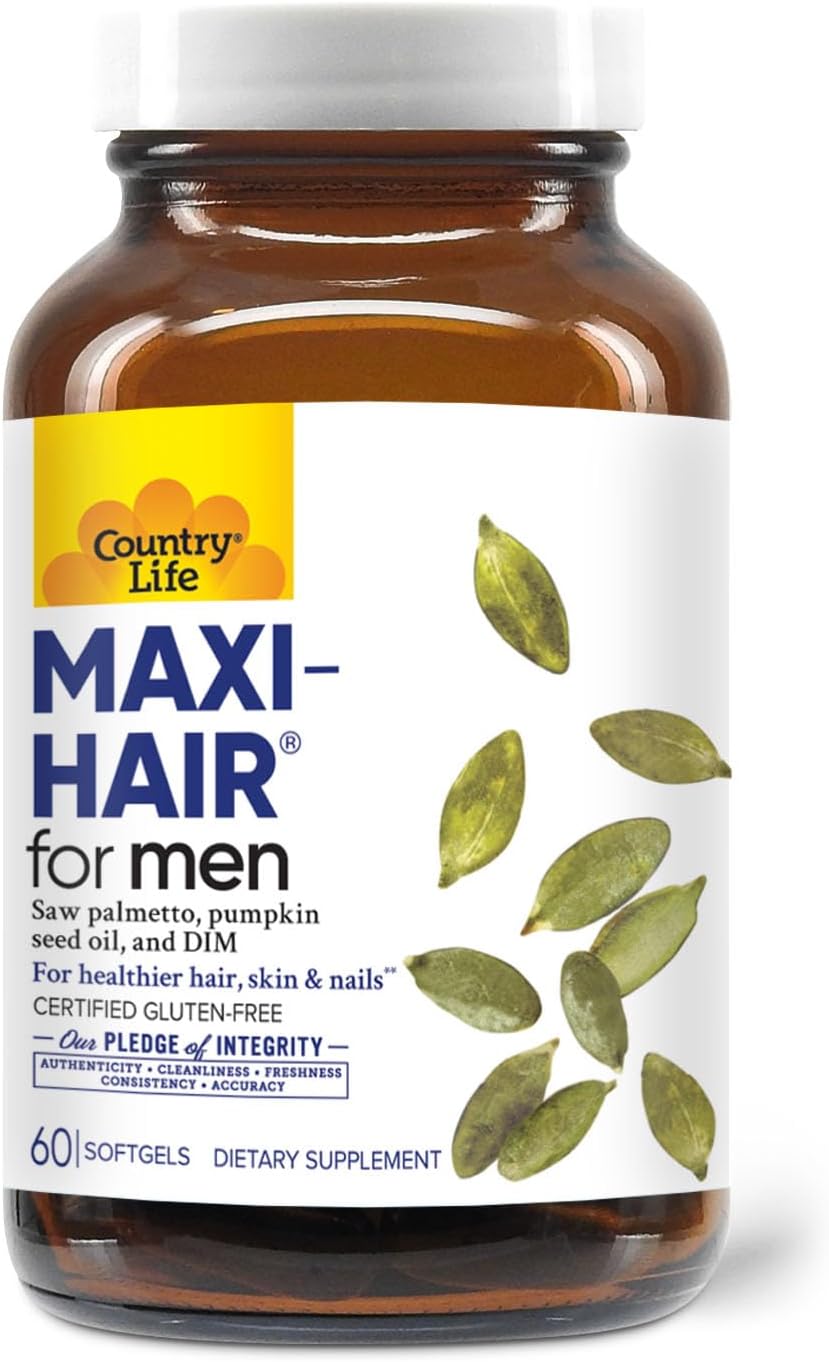 Country Life Maxi-Hair for Men biotin softgels bottle 60 softgels