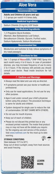 NeilMed NasoGel back of box showing ingredients and instructions.