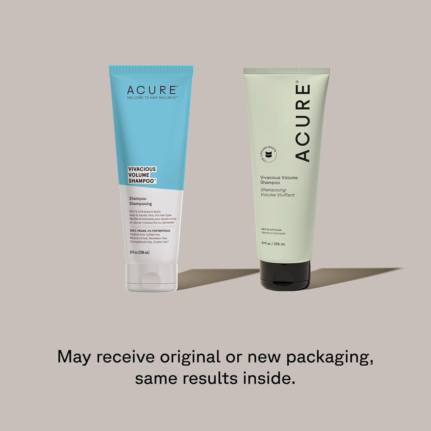 Acure Vivacious Volume Shampoo vegan volumizing shampoo peppermint echinacea bottle 236ml. New look same formula