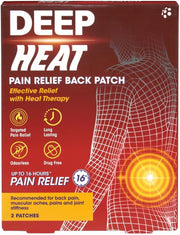 Deep Heat Extra Large Air-Activated Warming Patch for Back and Muscle Comfort, 2 count box on white background.