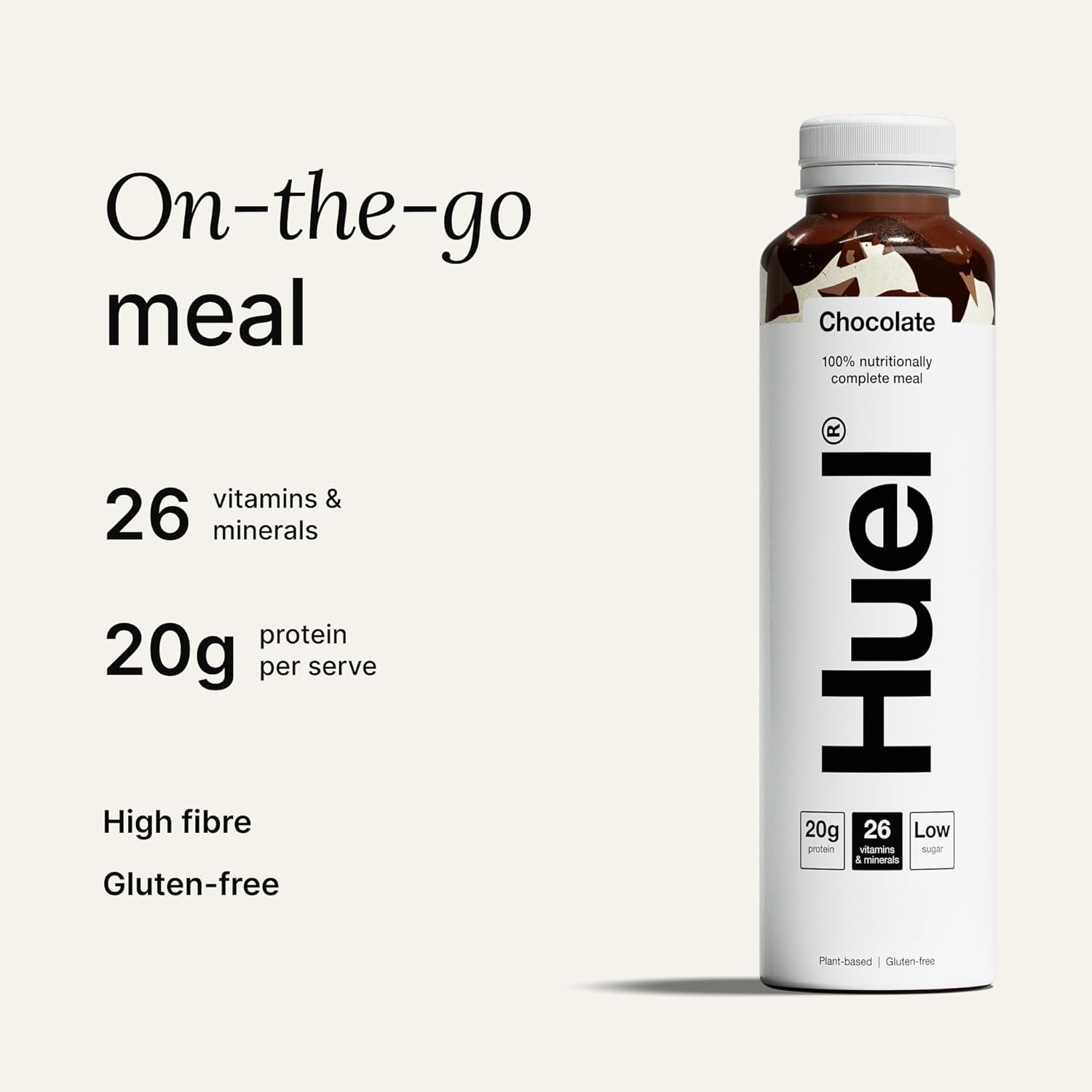 Huel Ready-to-Drink Chocolate meal drink bottle serving instructions 500ml bottle 8 pack