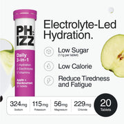 Phizz Daily 3-in-1 Electrolyte & Multivitamin Apple & Blackcurrant Tablets – 20 Count
