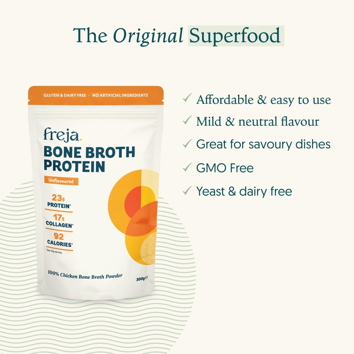 Freja Bone Broth Protein Powder Unflavoured - 300g