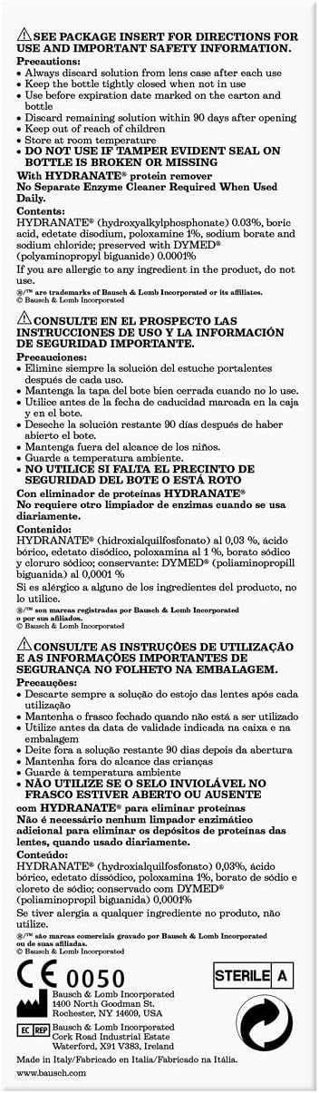 Bausch + Lomb ReNu MPS Multi-Purpose Solution – Sensitive Eyes Gentle Formula (240 ml)