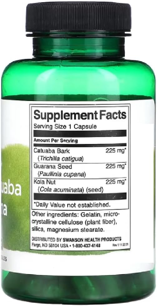 Supplement bottle with green label and black cap on a white background