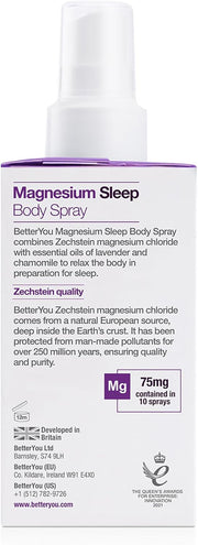 Side:  BetterYou Magnesium Body Spray bottle & box, 100ml.