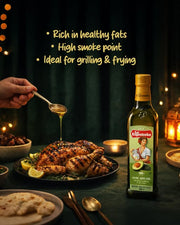 Lifestyle/use image: La Española avocado oil used in cooking and salads 1L