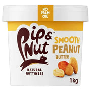 Pip & Nut Smooth Peanut Butter no palm oil Argentinian peanuts 1kg jar front packaging
