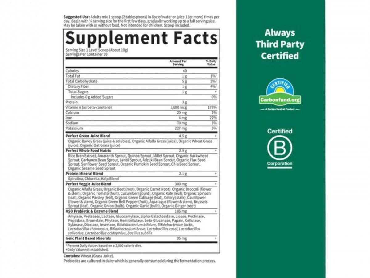 Garden of Life Perfect Food Original Super Green Formula Powder - 300g